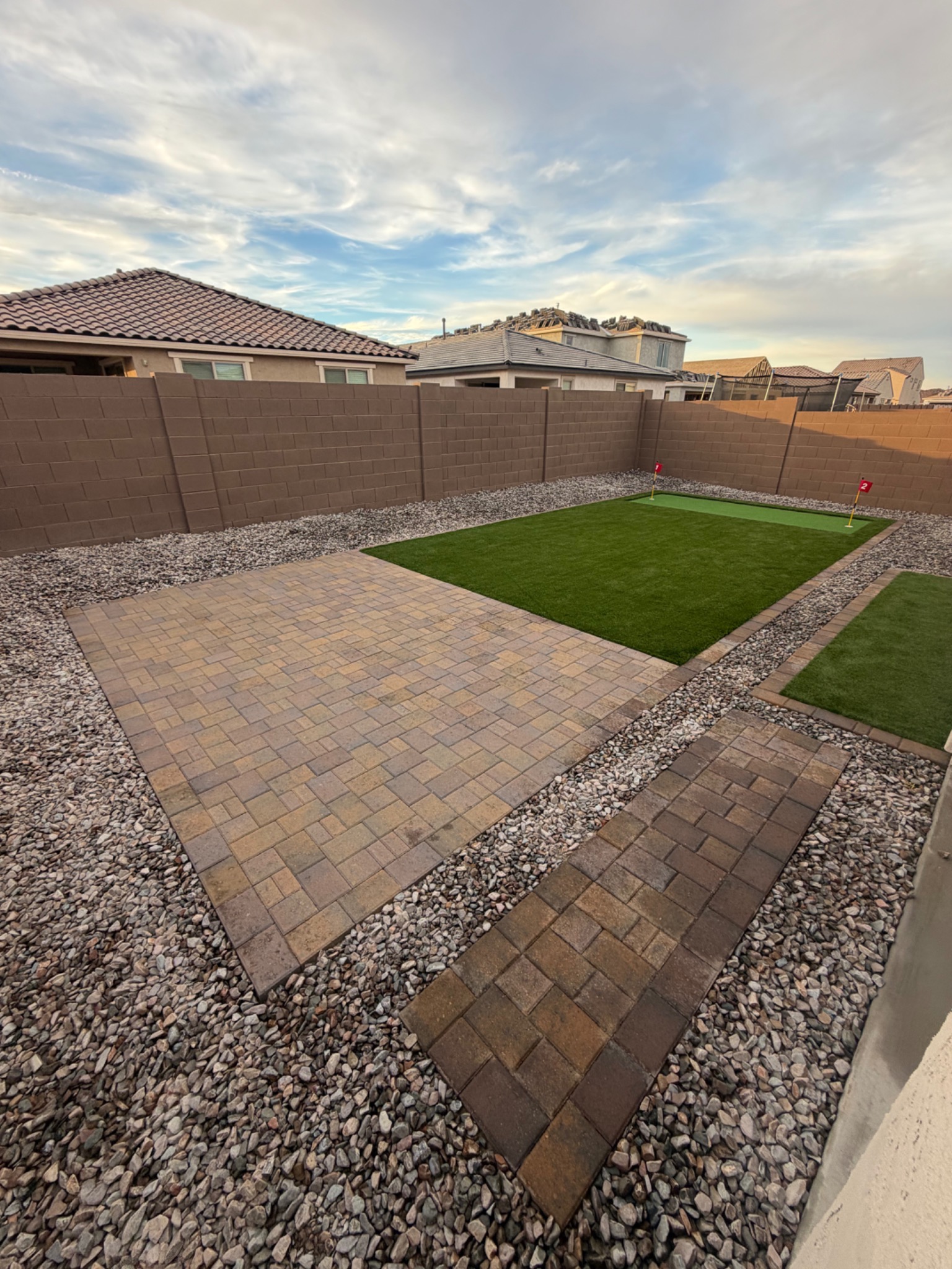 Phoenix Valley paver patio and artificial turf installation